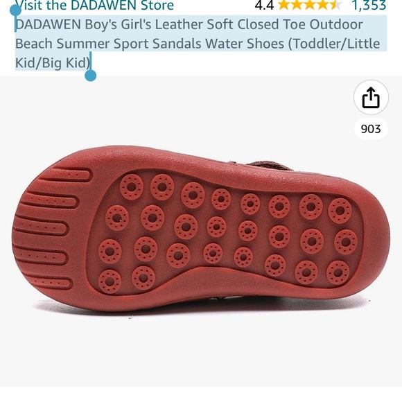 DADAWEN Leather Soft Closed Toe Outdoor Beach Summer Sandals Shoes - Picture 4 of 7